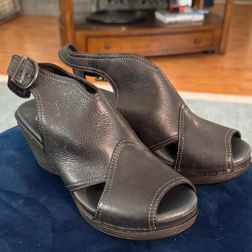 Dansko Distressed Black Leather Women's Mules